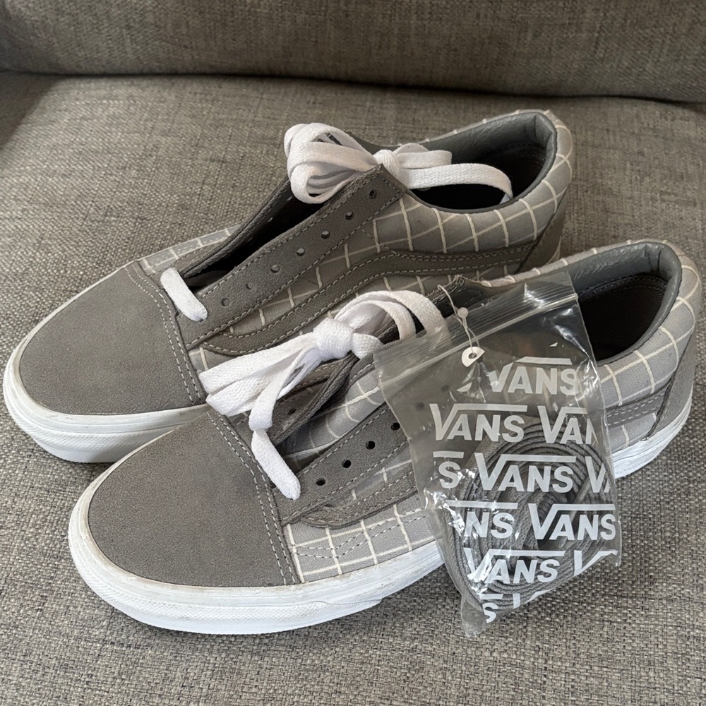 Vans Gray and White Low-Top Sneakers